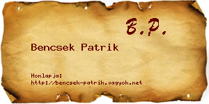 Bencsek Patrik névjegykártya